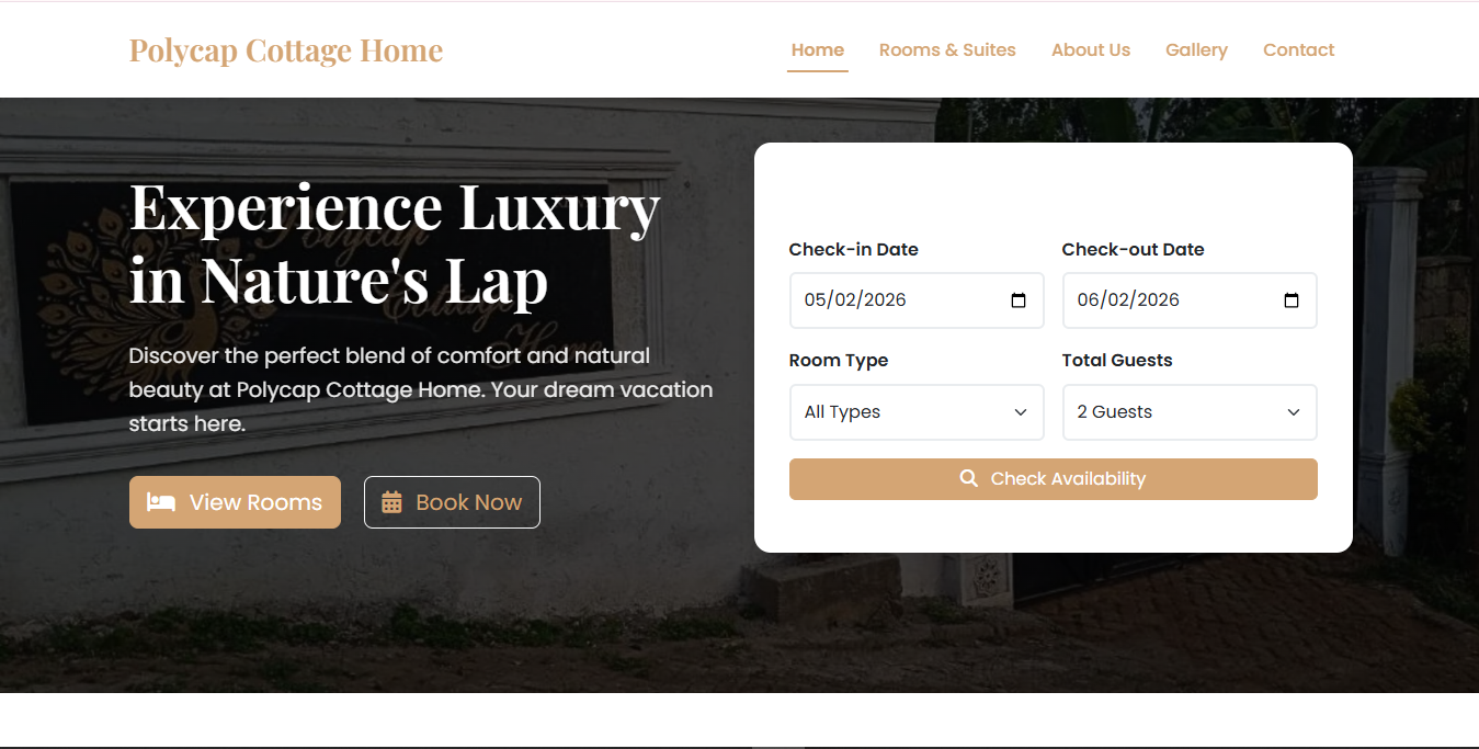 Polycap Cottage Home – Hospitality & Accommodation Website